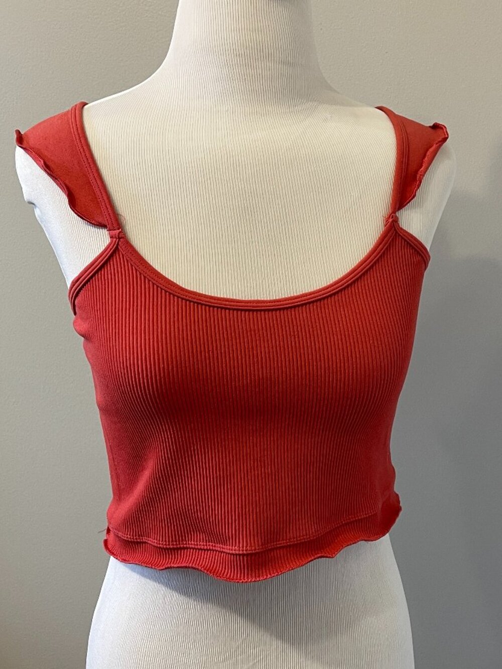 FP Movement Free Throw Flirty Ribbed Cami, Size M/L, Orange/Red